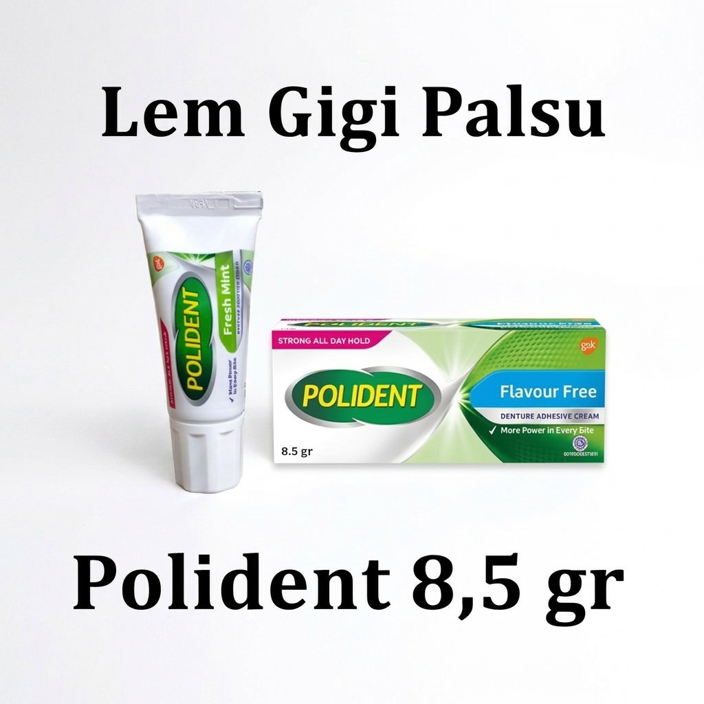 Polident Lem Gigi Palsu Fresh Mint - Lem Perekat Gigi Palsu Kemasan Mini / Lem Gigi Palsu Polident