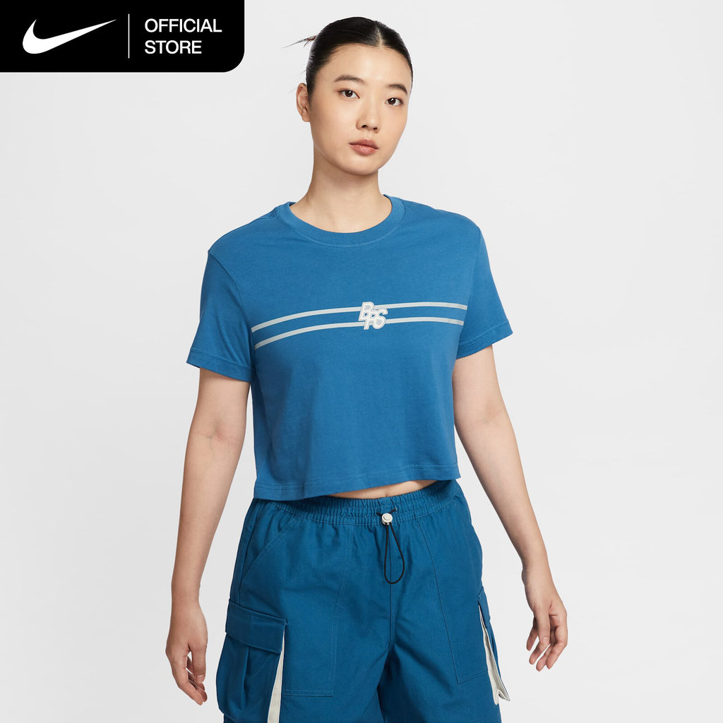 Nike Women's Sportswear Club Loose Cropped T-Shirt - Industrial Blue [IM7162-457]