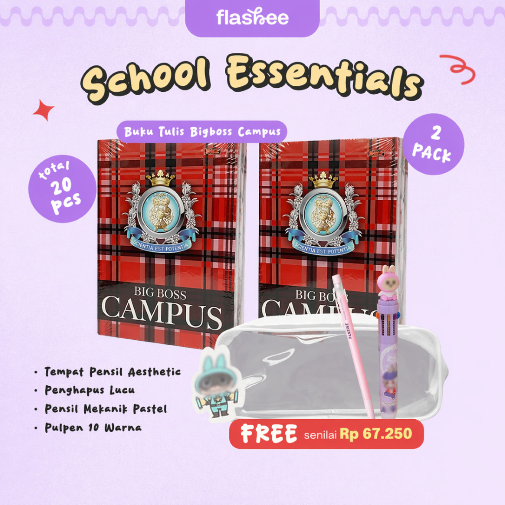 Flashee Buku Tulis B5 Campus Merk Big Boss 1 Pack Isi 50 Lembar Berkualitas Buku Sekolah