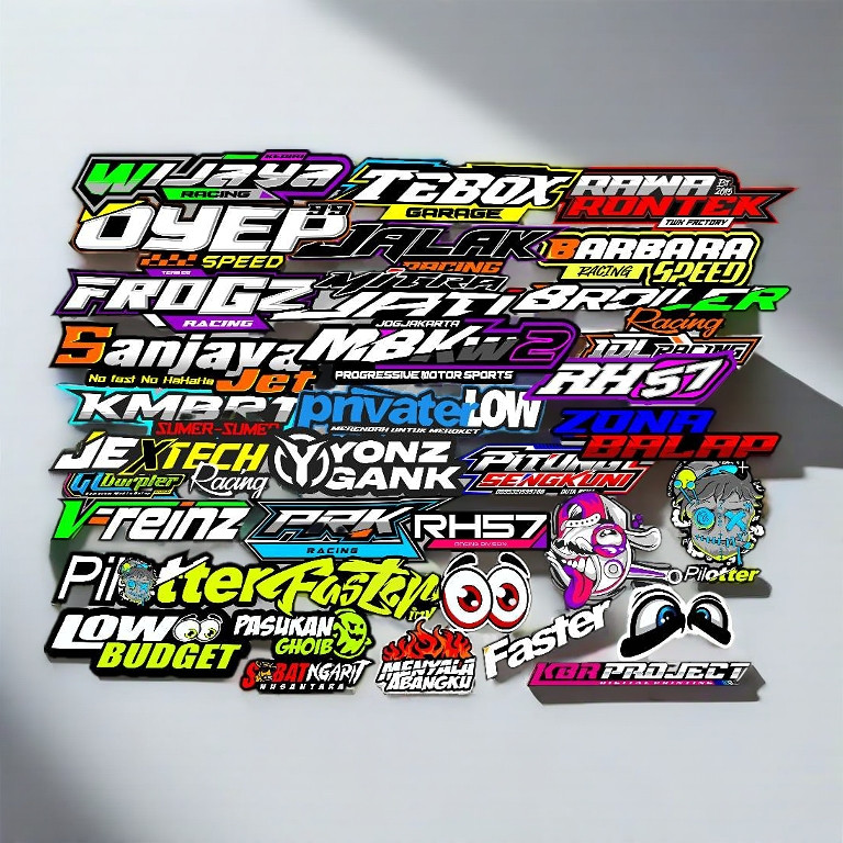 Sticker Racing Pack 36 Lembar Anti Air Sticker Pack Sticker Sponsor Bengkel Motor Sudah Terpotong