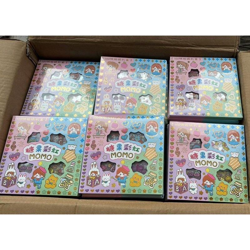 (TOS) Sticker MOMO warna satuan dan warna Rainbow Mix Warna Original / Stiker MOMO Kartun Waterproof