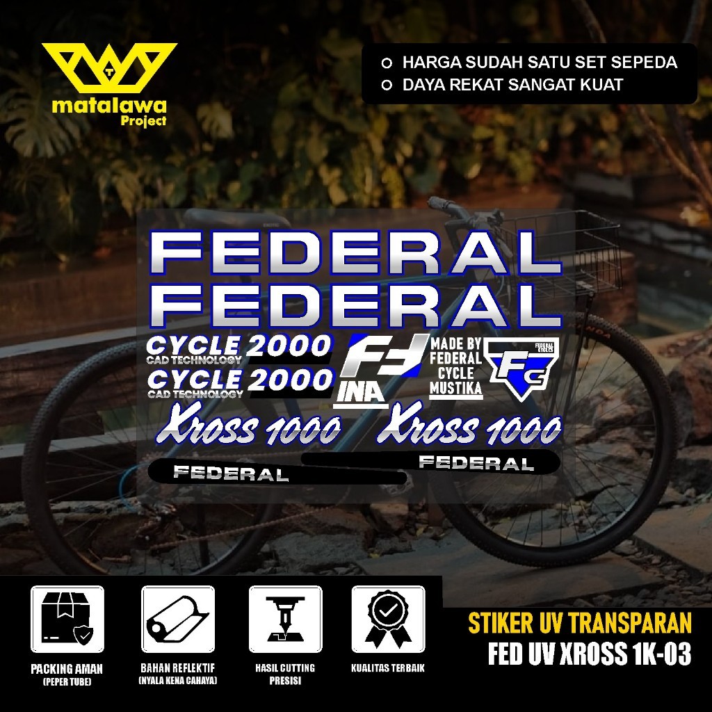 Stiker Decal FEDERAL UV TRANSPARAN Xross 1000 Stiker Sepeda MTB Bike Street cat MG 33 SX SET 03