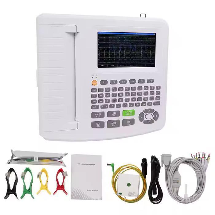 ECG 12 Chanel CONTEC 1201G Portable Electrocardiograph Interpretation VET With Keyboard - EKG 12 Cha