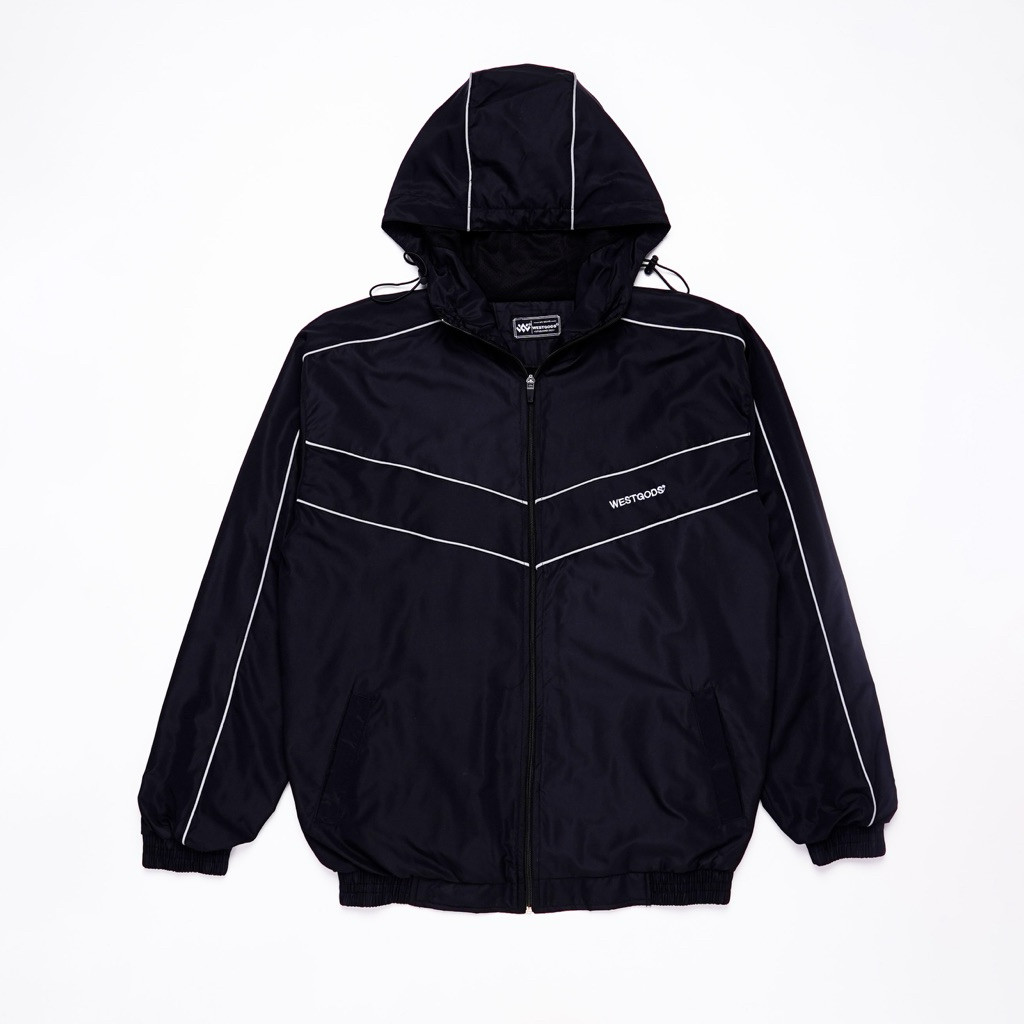 WESTGODS - Jaket Tracksuit Outdoor Vintage Bahan Parasut Taslan Lis Reflektive Menyala Pria Wanita
