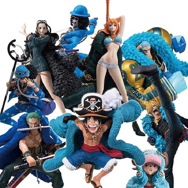 20th Anniversary One Piece Anime Figure Blue Ver.Luffy Zoro opper Sanji Robin Franky Usopp Nami Broo