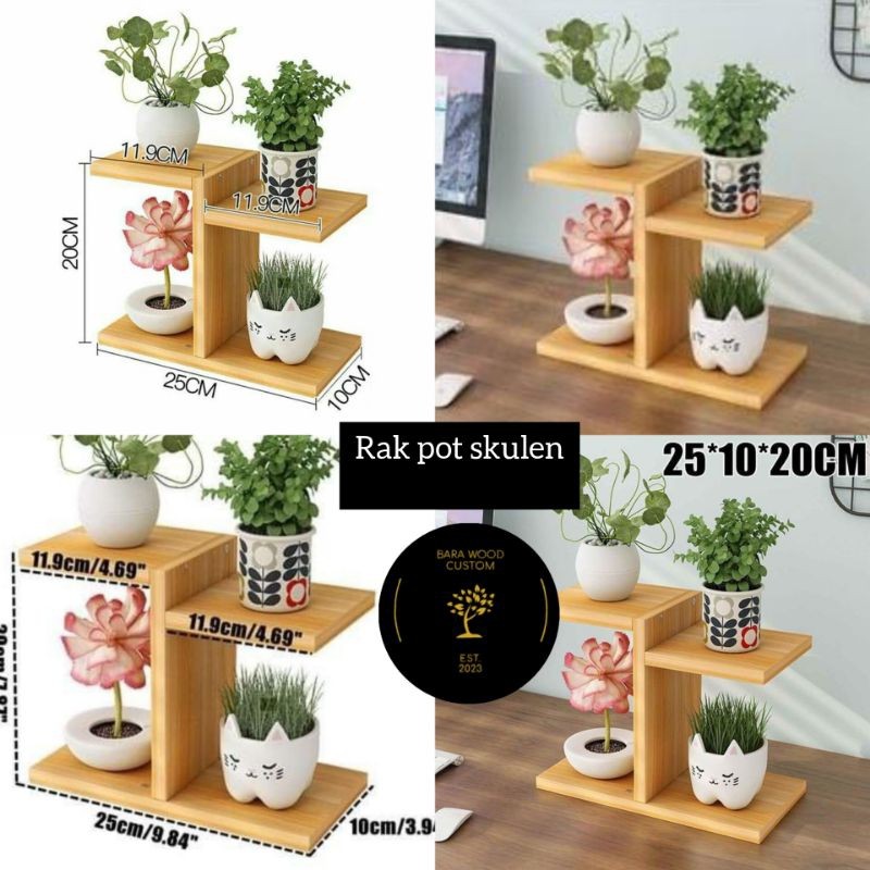rak pot skulen susun kayu mahogany rak bunga dekorasi rumah hiasan kamar ruang tamu