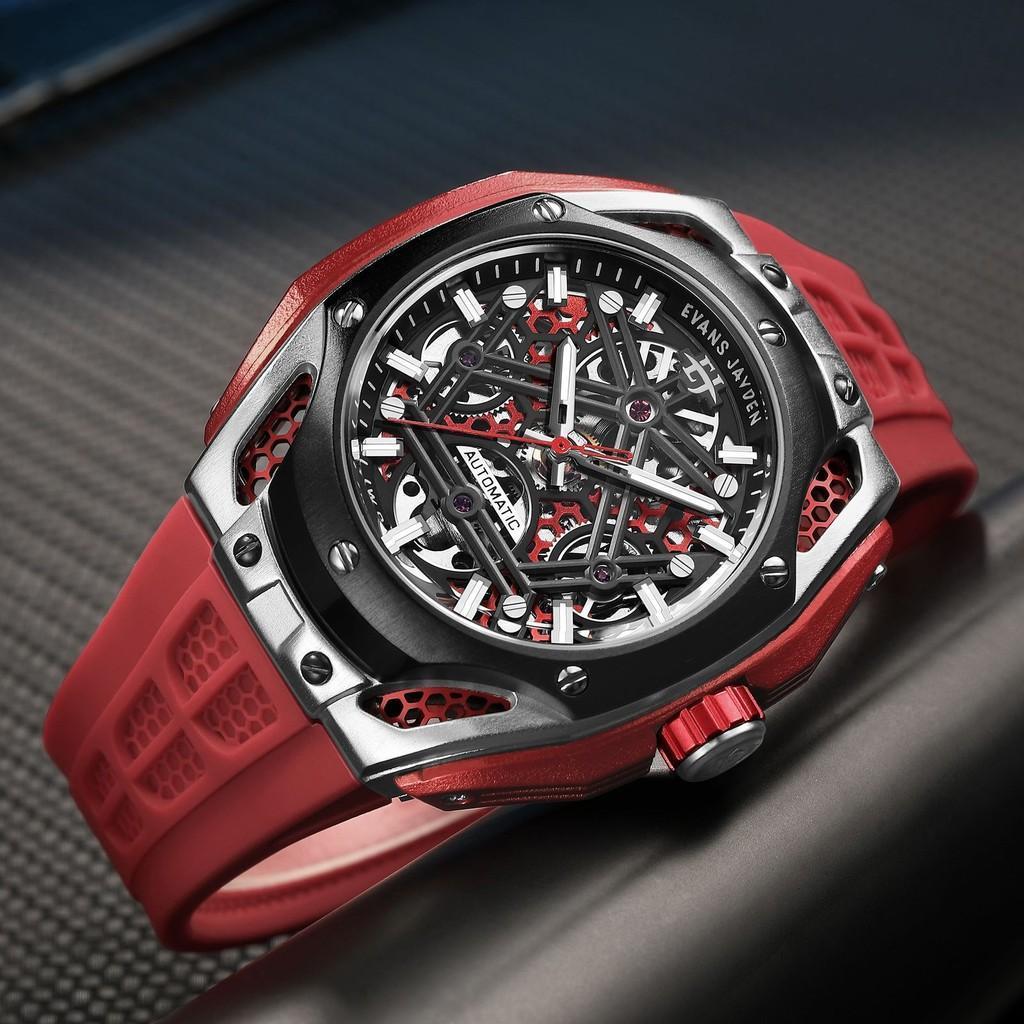 BUY 1 GET 1 Evans Jayden Jam Tangan Pria 9622 Rubber Automatic Movement Silicon Kaca Sapphire Chrono