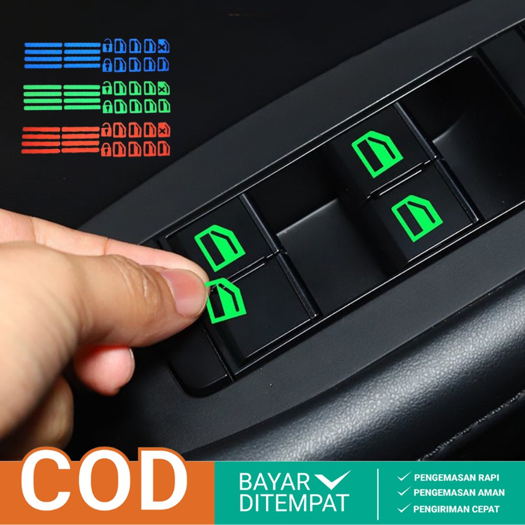Stiker Tombol Mobil Nyala Dalam Gelap Sticker Lampu Interior Mobil