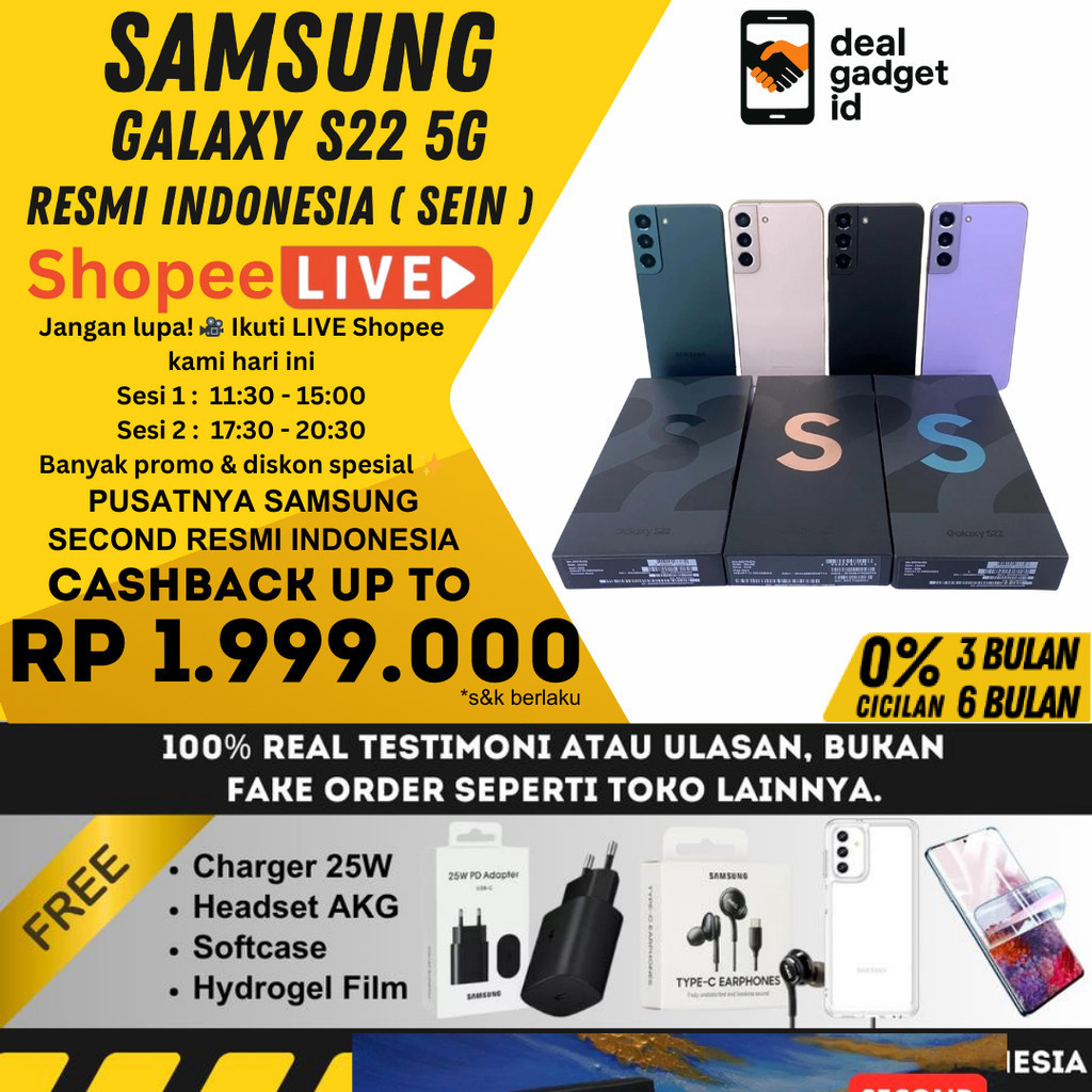 SEIN Samsung Galaxy S22 & S22 Plus 5G 8/256 8/128GB Second Fullset Original