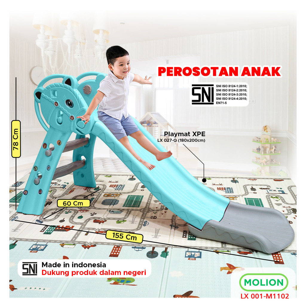 MOLION Mainan Perosotan Anak Prosotan Pagar Ayunan  Karpet Berstandar Mainan Anak 001-M1102