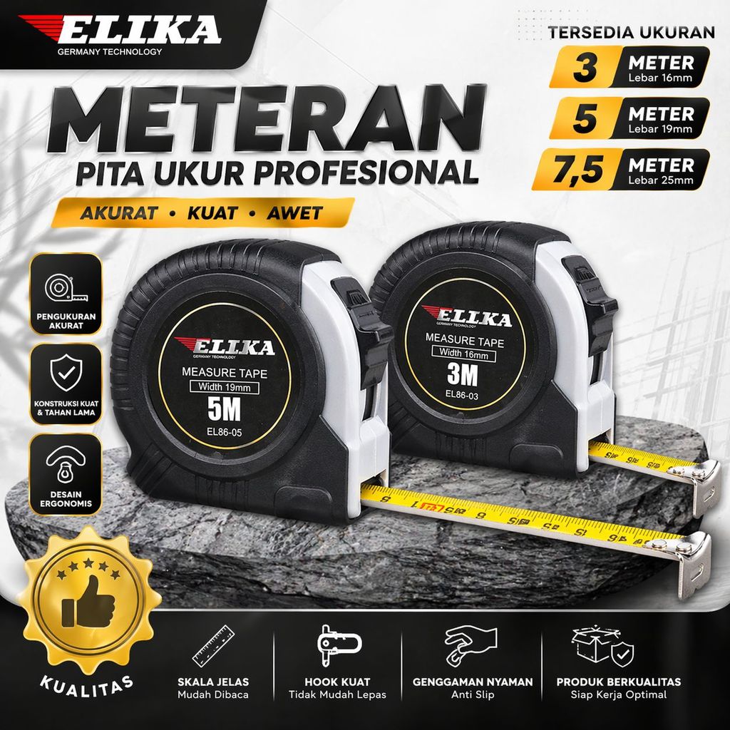 Meteran Murah VPR 5 Meter / Meteran Tukang / Meteran Lapis Karet VPR 5 Meter