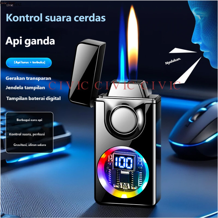 SH-3010 Korek api tiup pengisian daya busur pengapian tampilan daya cerdas korek api api ganda