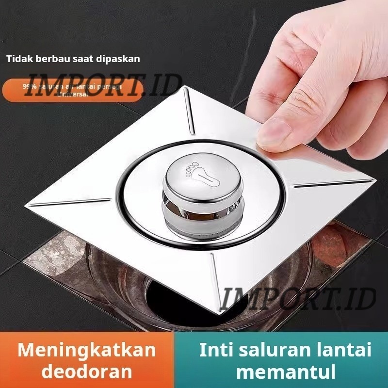 (IMPORT.CO) Saringan Got Injak Kamar Mandi Stainless Floor Drain Injak Saringan Got Injak Stainless 
