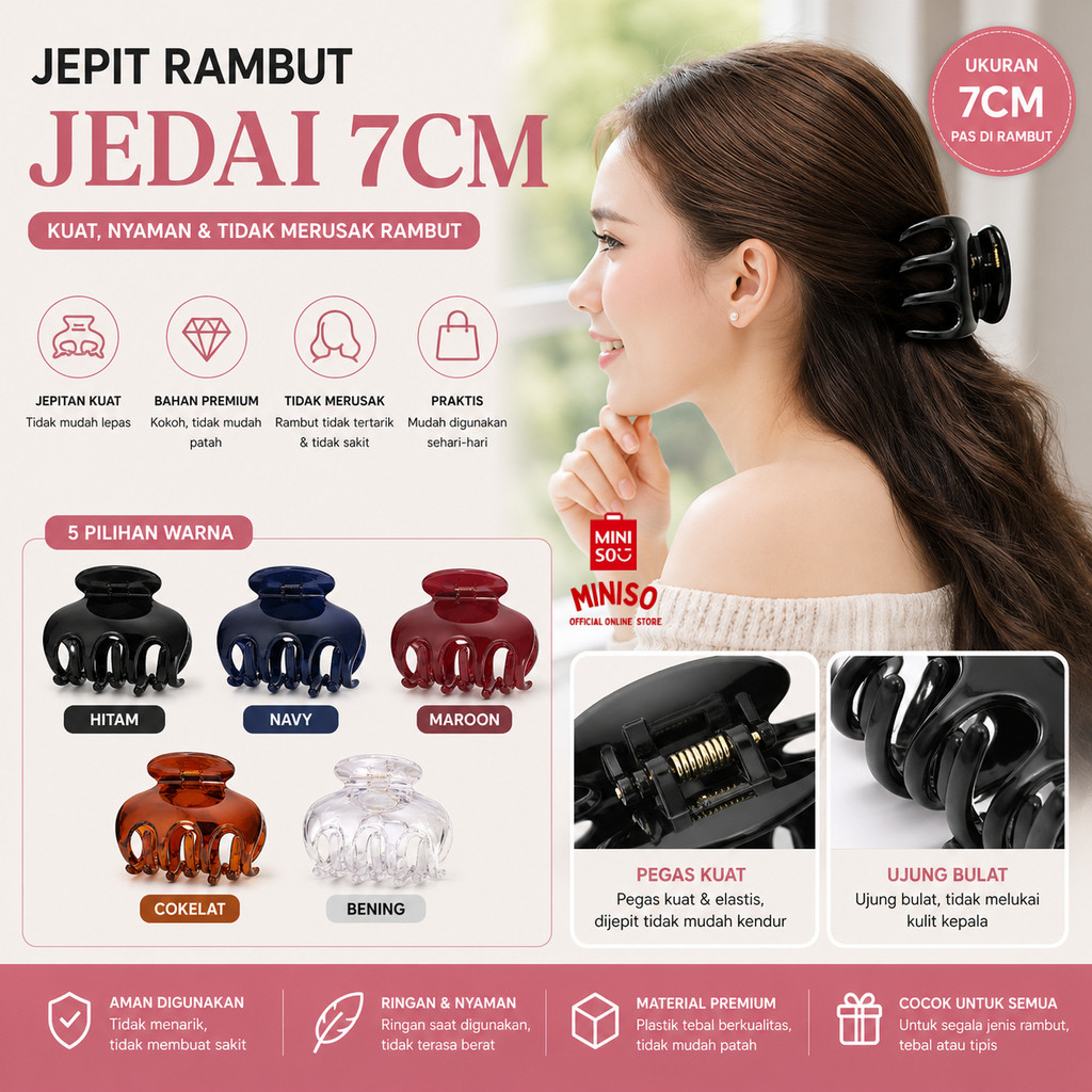 MINISO BALI | Jedai Thailand Jumbo 7cm / Jedai Bangkok Jumbo / Jepit Roche Jumbo / Jepit Jedai Besar