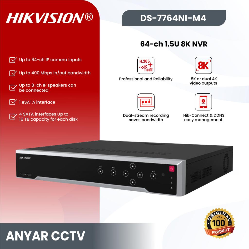 HIKVISION DS-7764NI-M4 NVR 64 Channel 64Ch 8K 1.5U Garansi Resmi