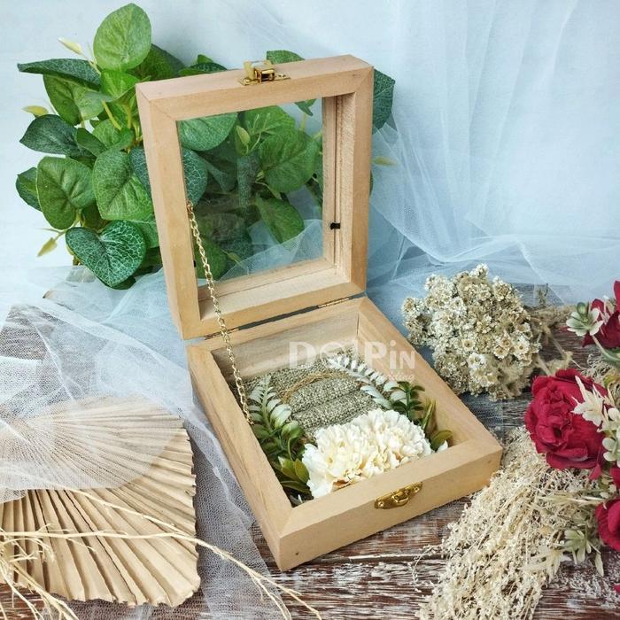 Promo Tempat Cincin Kayu Bunga Kotak Hantaran Seserahan - KCB - Jati Belanda, Tanpa Ukir Nama Terlar