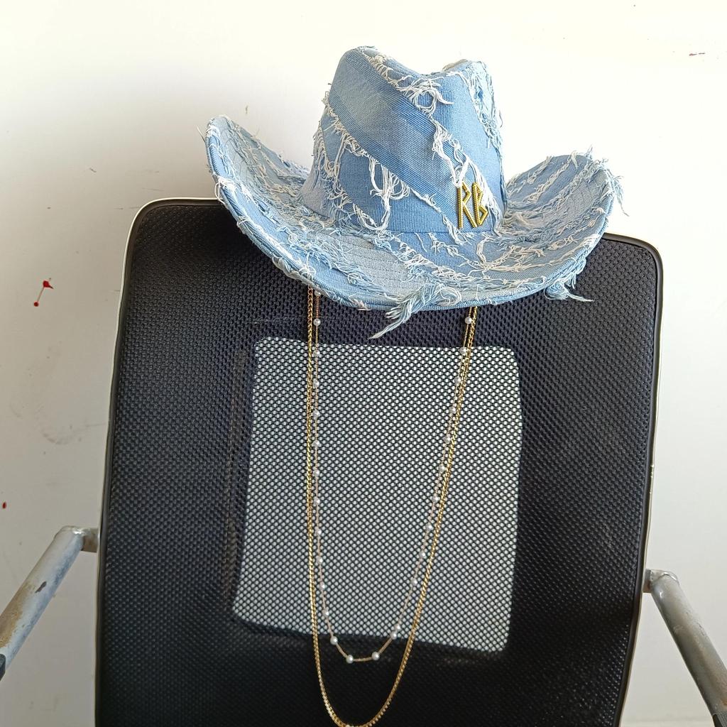 Cowboy hat metal chain washed cowboy western jazz hat suitable for daily casual wear western cowboy 