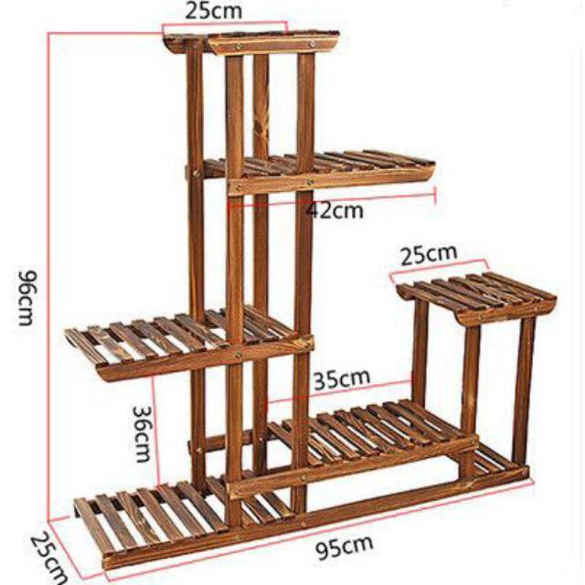 Rak bunga outdoor indoor minimalis bahan kayu solid