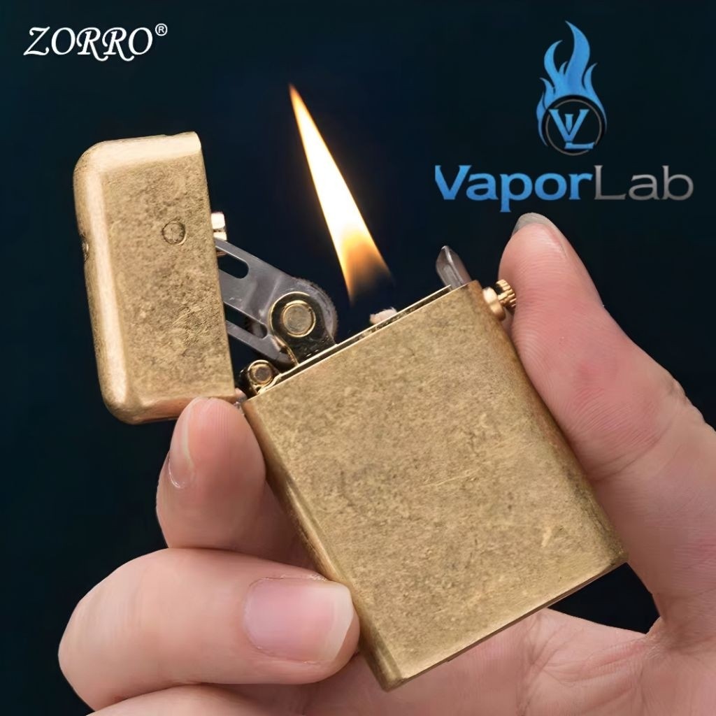 korek api classic zorro 581 pakai minyak sumbu batu vintage kerosene oil lighter full brass slim || 