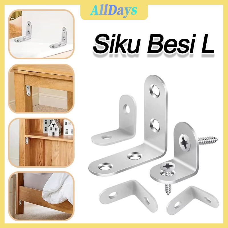 Siku Besi L / Siku Penyangga Kayu 2cm - 10cm - Plat Siku Rak Verseng Ambalan Lemari Kuat