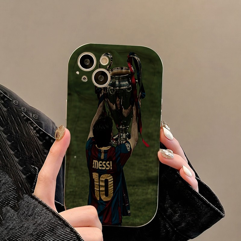 Casing iPhone Redmi Messi Memegang Piala Liga Champions Untuk iPhone 16 15 14 13 12 11 Mini Pro E MA