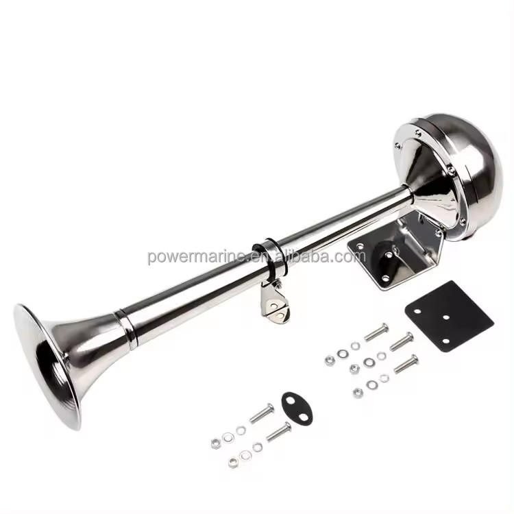 12V 24V Boat Air Horn Stainless Steel Single Dual Marine RV Truck Car Electric Trumpet Horn