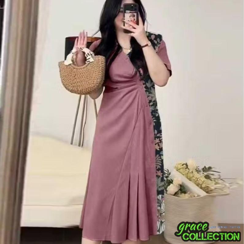 GRAC3COLL FASHION BIG SIZE RI2628 - DRESS BATIK BIG SIZE HANSA XXL - PAKAIAN WANITA JUMBO - BAJU BIG