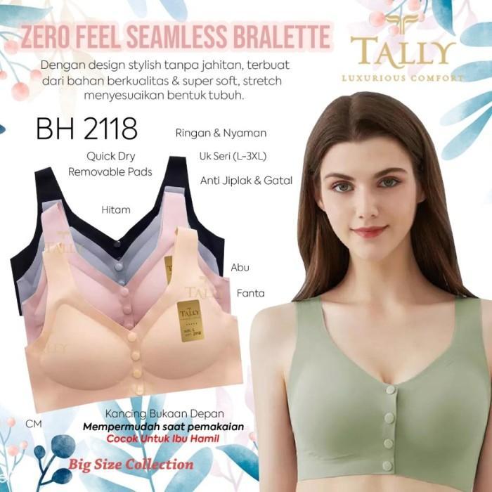 TALLY BRA BH KANCING DEPAN 2118 MENYUSUI | CUP C | SEAMLESS BIG SIZE - Hitam, L