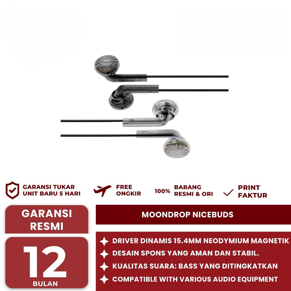 Moondrop NICEBUDS / NICE BUDS 15.4mm Dynamic Driver Flathead Earphone Earbud - Earphone MOONDROP NIC