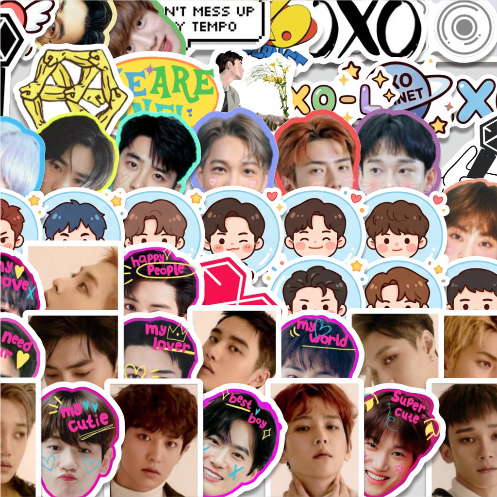 Stiker Cutting Pack Stiker Pack EXO IDOL BOYBAND KPOP Isi 100Pcs Series Aesthetic Lucu Keren Untuk K