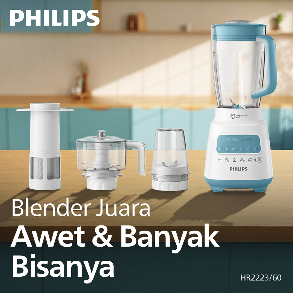 Blender Philips Plastik 2 liter - 5000 Series HR2223/60 - Blender jus - Blender bumbu philips ( Chop