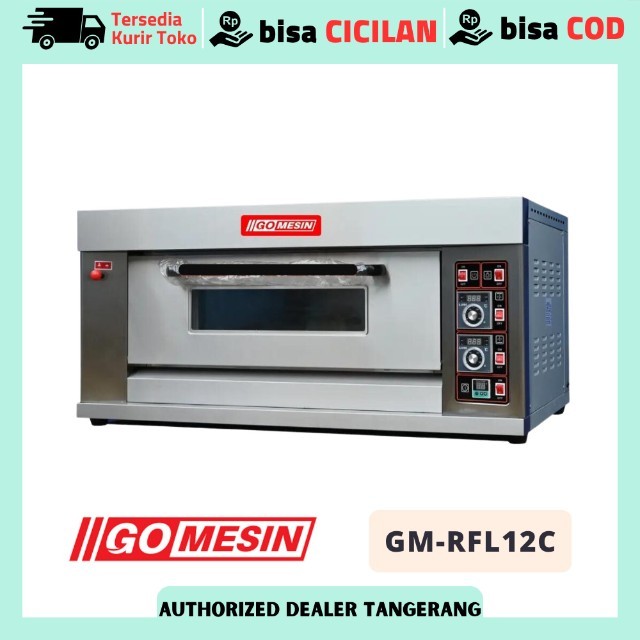 Oven Deck Pizza Gomesin GM-RFL12C Oven Gas Pizza Alas Batu 1 Deck 2 Tray
