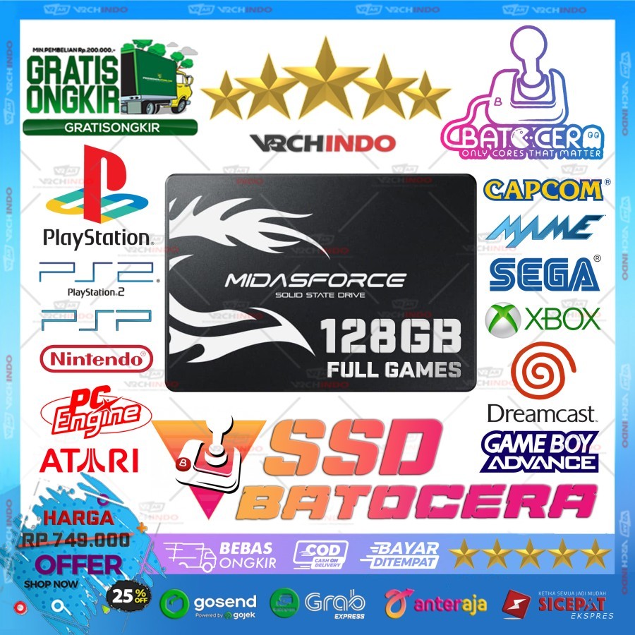 128GB SSD External Game Batocera / Retrobat Emulator Emulator - All in One Games Console Retro Emula