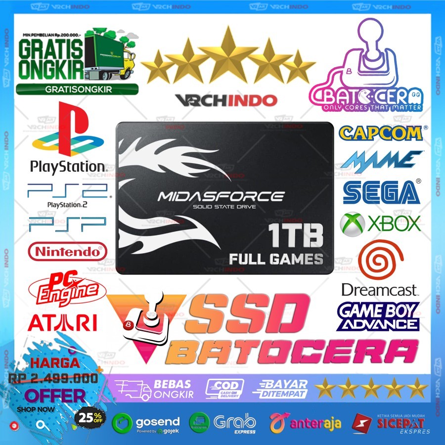 SSD External Game Batocera / Retrobat Emulator - All in One Games Console Retro Emulator 