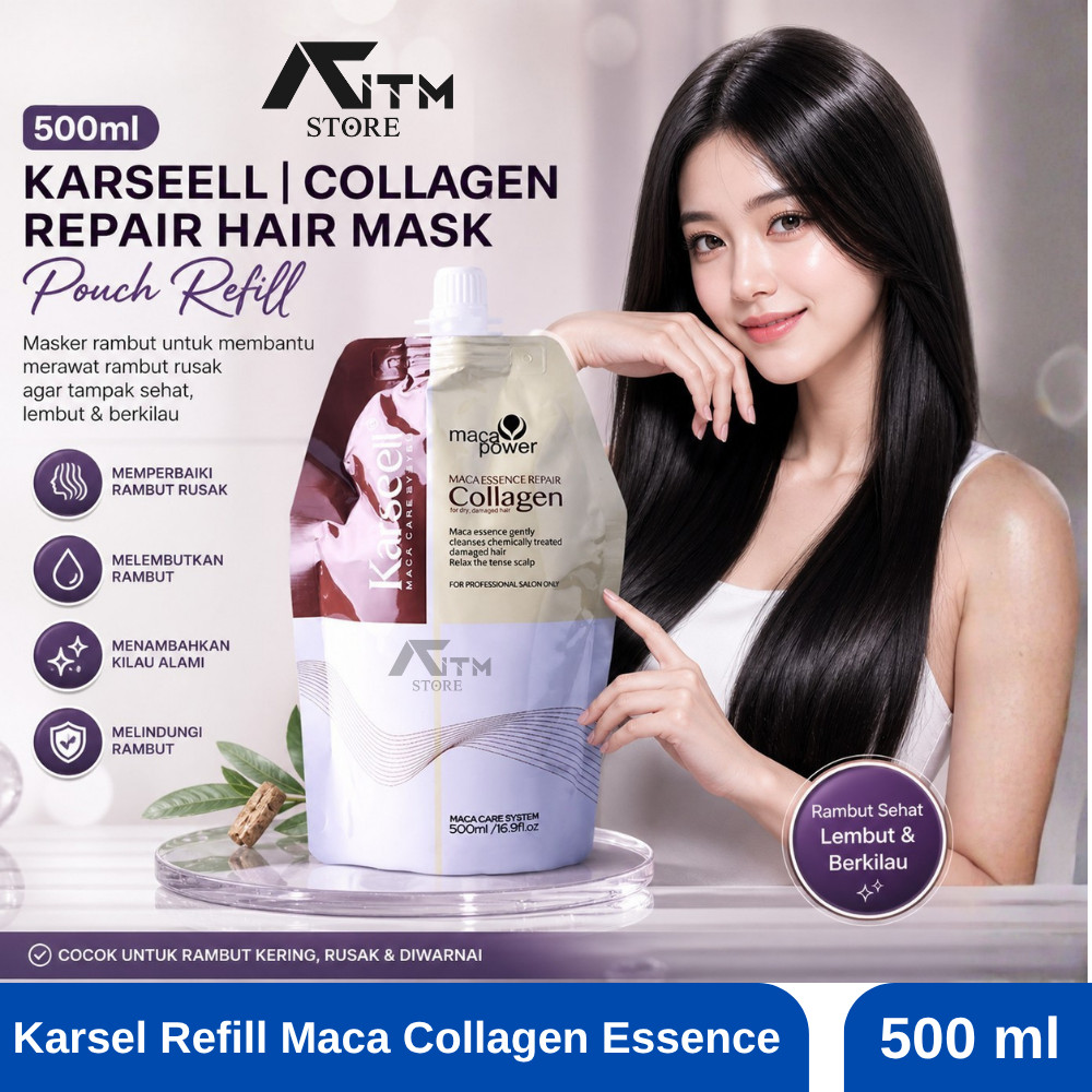 Masker Rambut Karseell Keratin Maca Collagen Essence 500ml Hair Care Smoothing Rambut