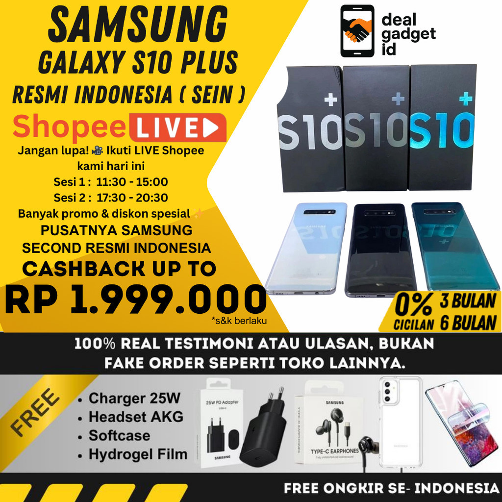 SEIN Samsung Galaxy S10 Plus 8/128GB 8/512GB 12/1TB Second Resmi | Bukan Handphone Inter