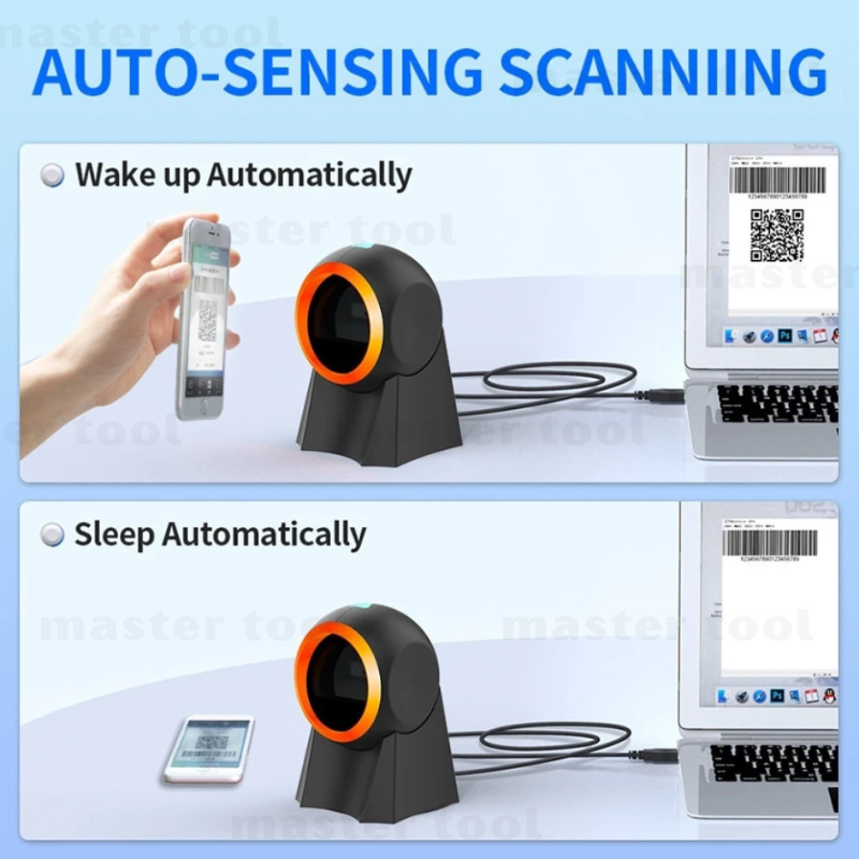 Barcode Scanner Omni 1D/2D AutoScan Barcode Scan & QR Code CMOS Sensor Akurasi Tinggi  Scan Barcode