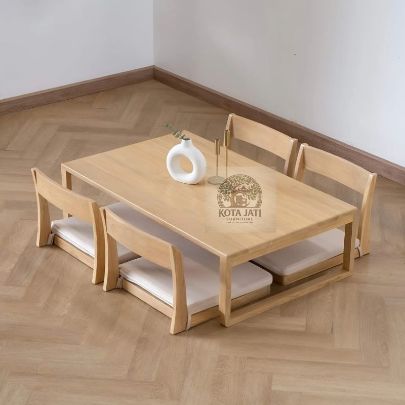 meja makan kayu jati, meja makan minimalis kayu jati, meja makan cafe lesehan kayu jati