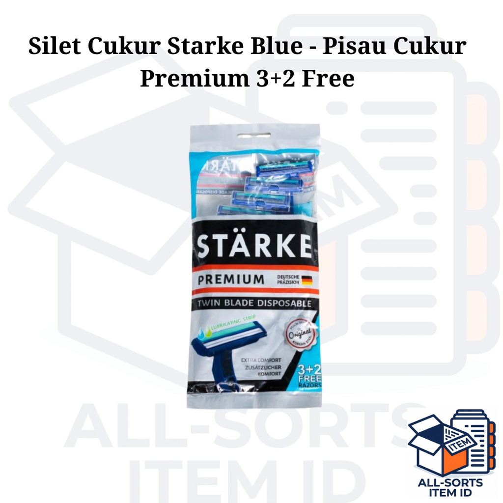 Silet Cukur Starke Blue - Pisau Cukur Premium 3+2 Free