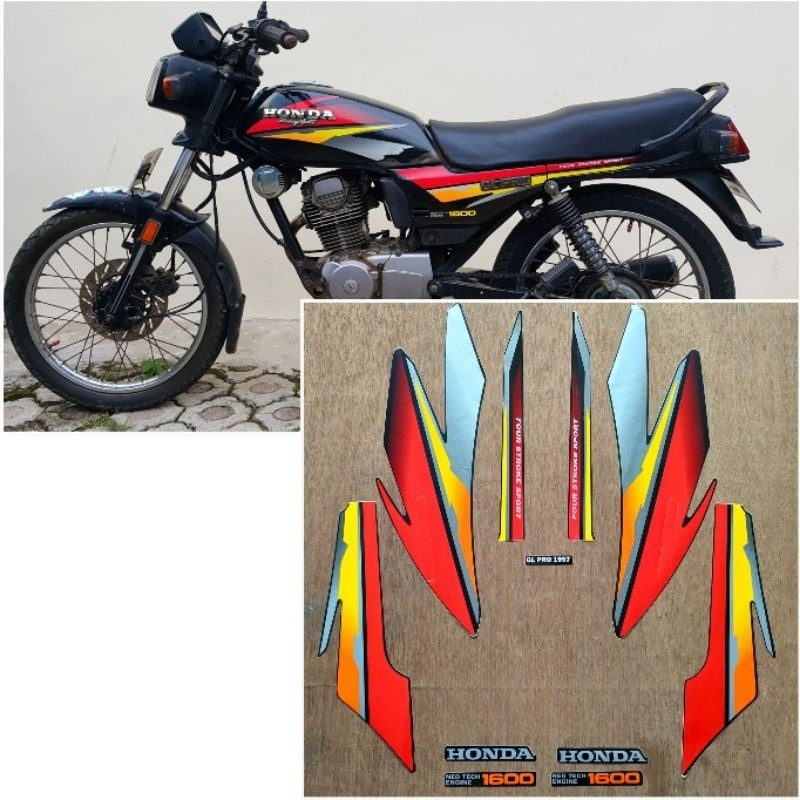 Striping Original Honda GL Pro hitam Lis merah tahun 1997