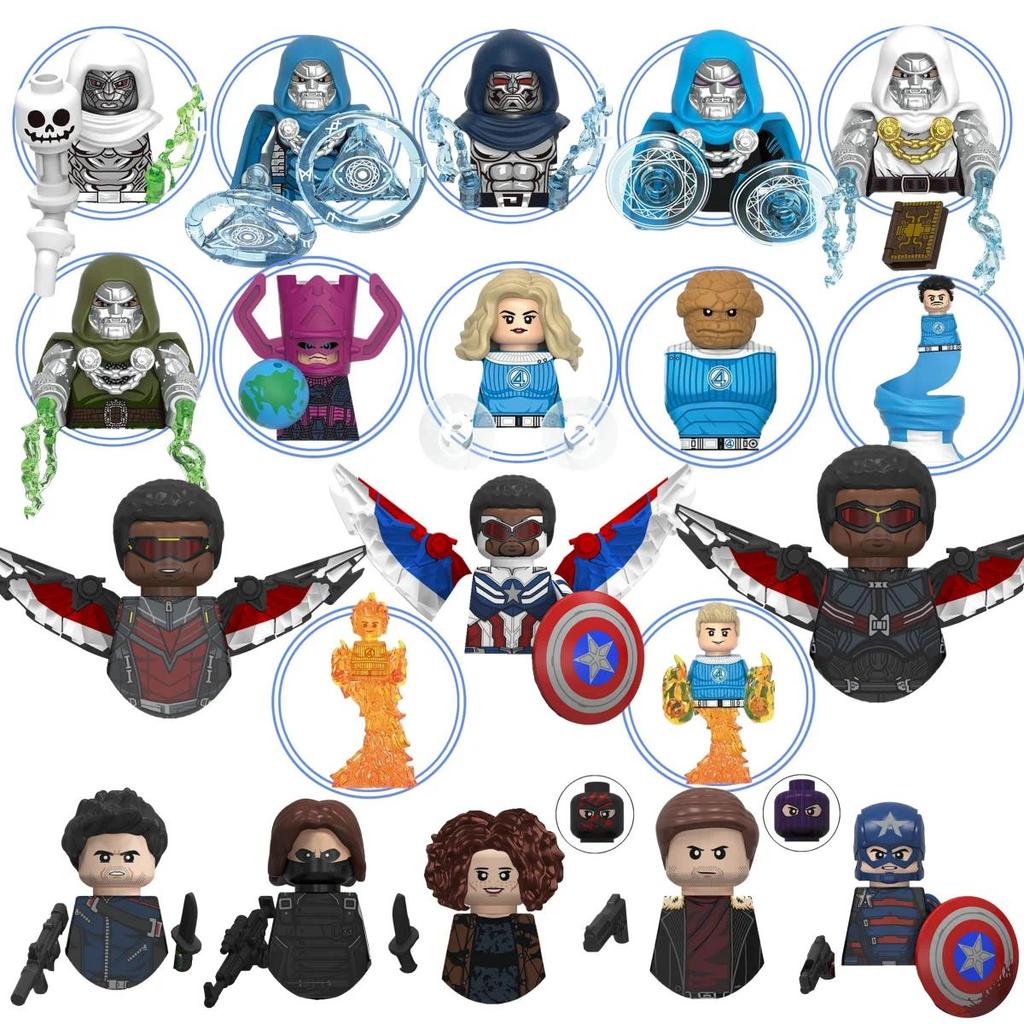 Blind Box Mini Building Blocks WM6117 Figures Big Goblin Spiderman Iron Man Venom Captain Hawk Deadp