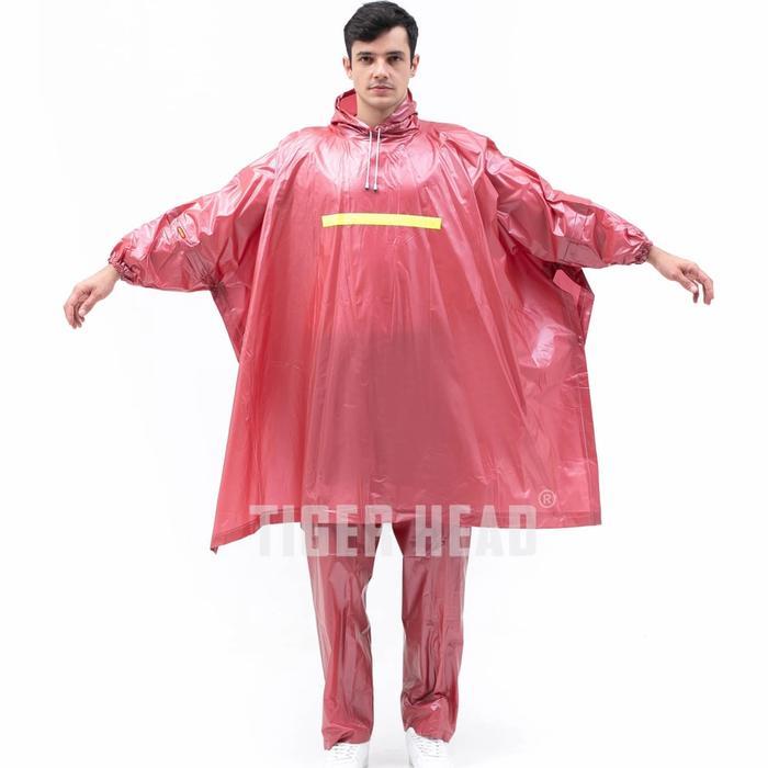 CARZON Jas hujan ponco tangan celana tiger head ( poncho celana ) kode 68214 - Merah Bata TERLARIS