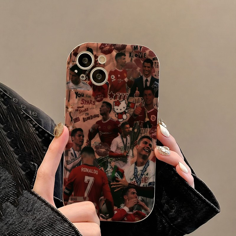 Casing iPhone Redmi Penciptaan Kolase Tentang Ronaldo Untuk iPhone 16 15 14 13 12 11 Mini Pro E MAX 