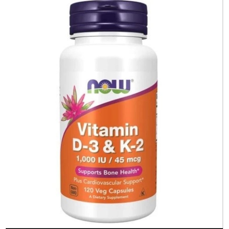 Now foods Vitamin D-3 & K-2 1000IU 1000 IU 120 Veg Capsules D3 dan K2 For Bone tulang