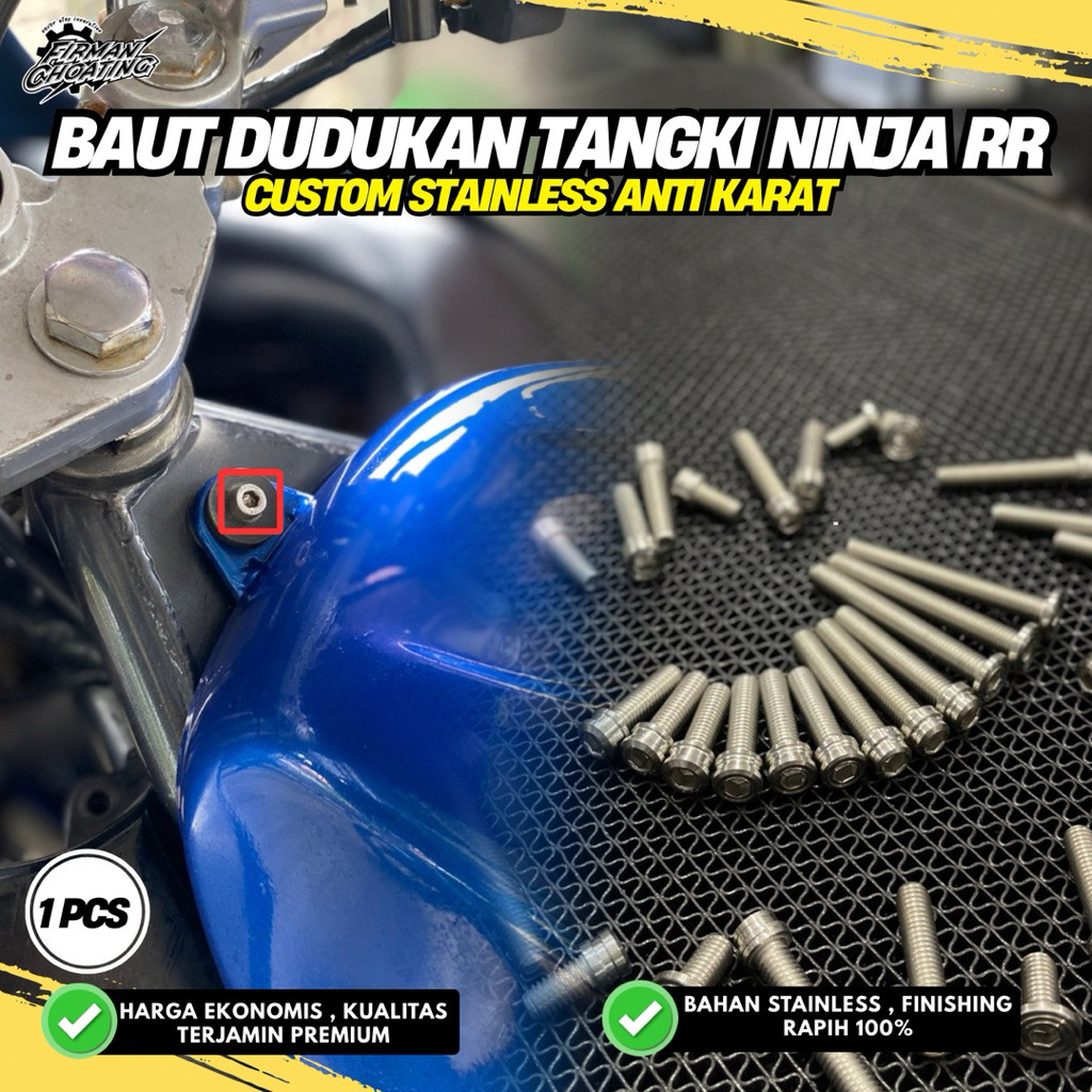 BAUT DUDUKAN TANGKI DEPAN NINJA RR CUSTOM STAINLESS ANTI KARAT M6X25 (1PCS)