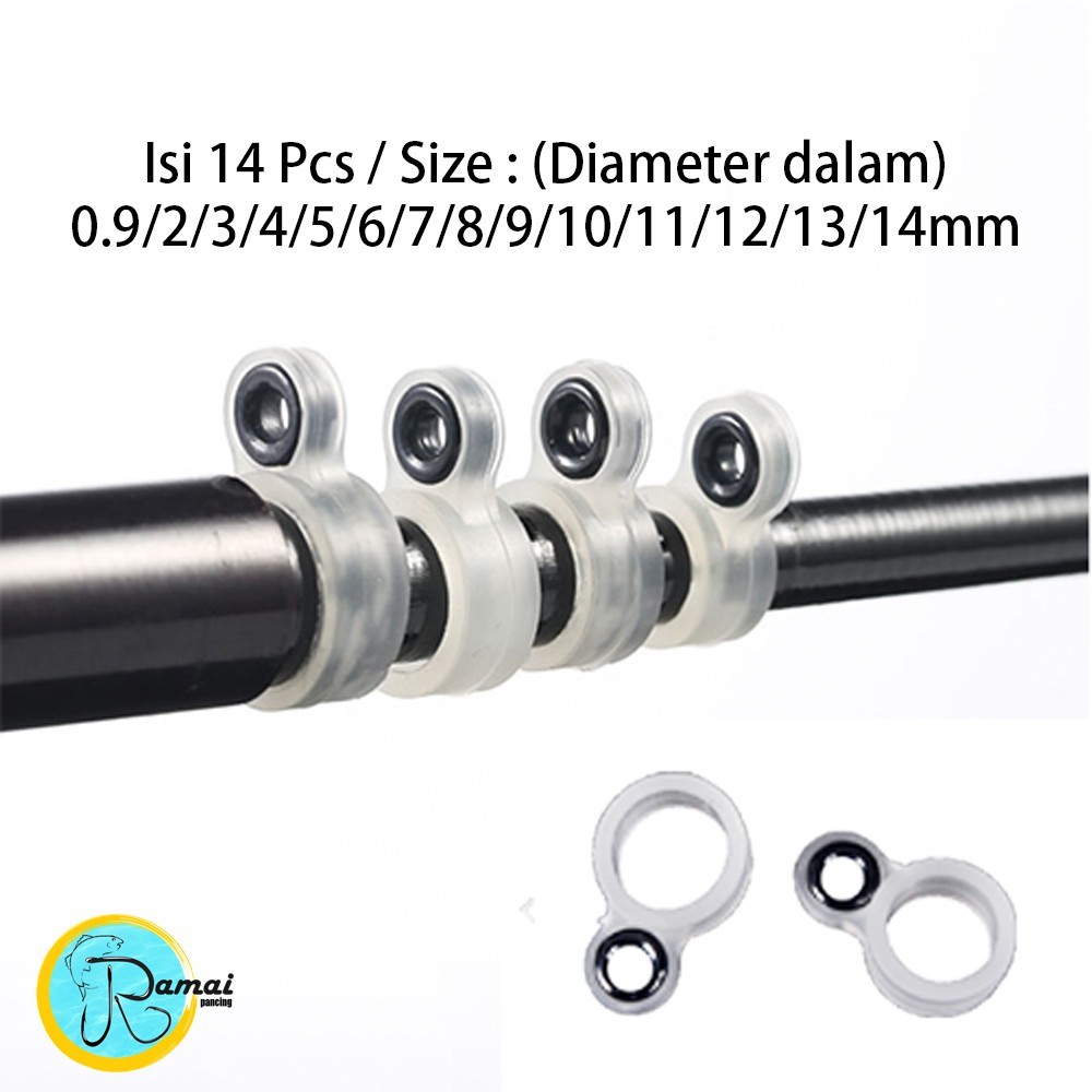 BARU 14Pcs Ring Guide Mamarit Karet Joran Pancing Bahan Silikon Custom Ring Joran