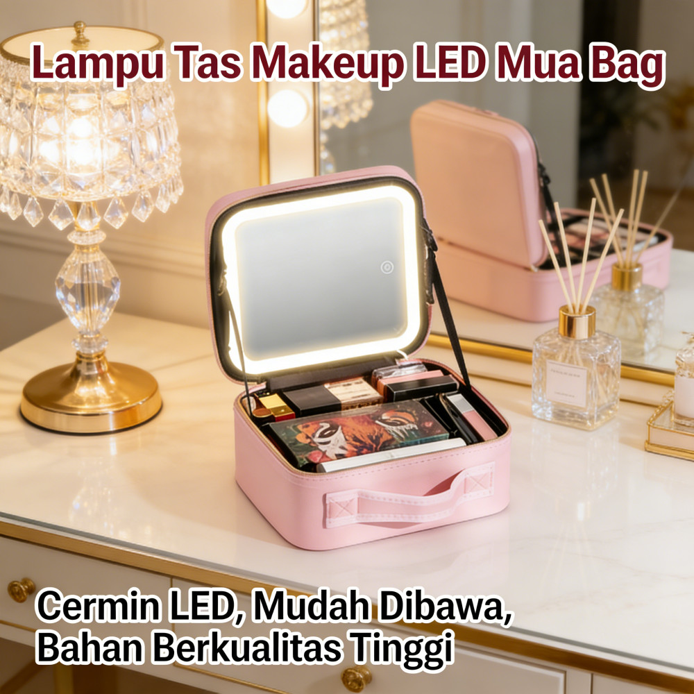 Case MUA Tas Beauty LED Beauty Case Tas Makeup Lampu Lampu Makeup Tas Dengan