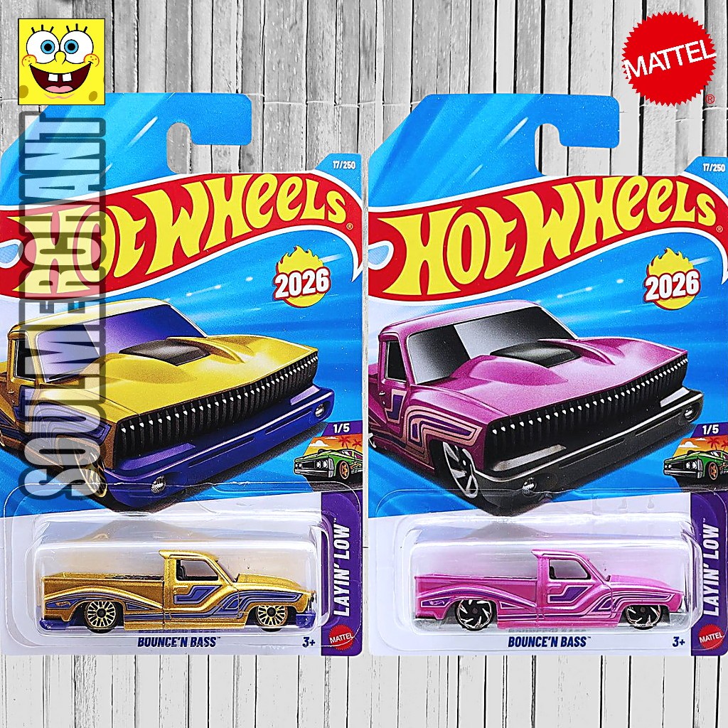 Hot Wheels Bounce N Bass Pink Emas Diecast Mobil Pickup Klasik