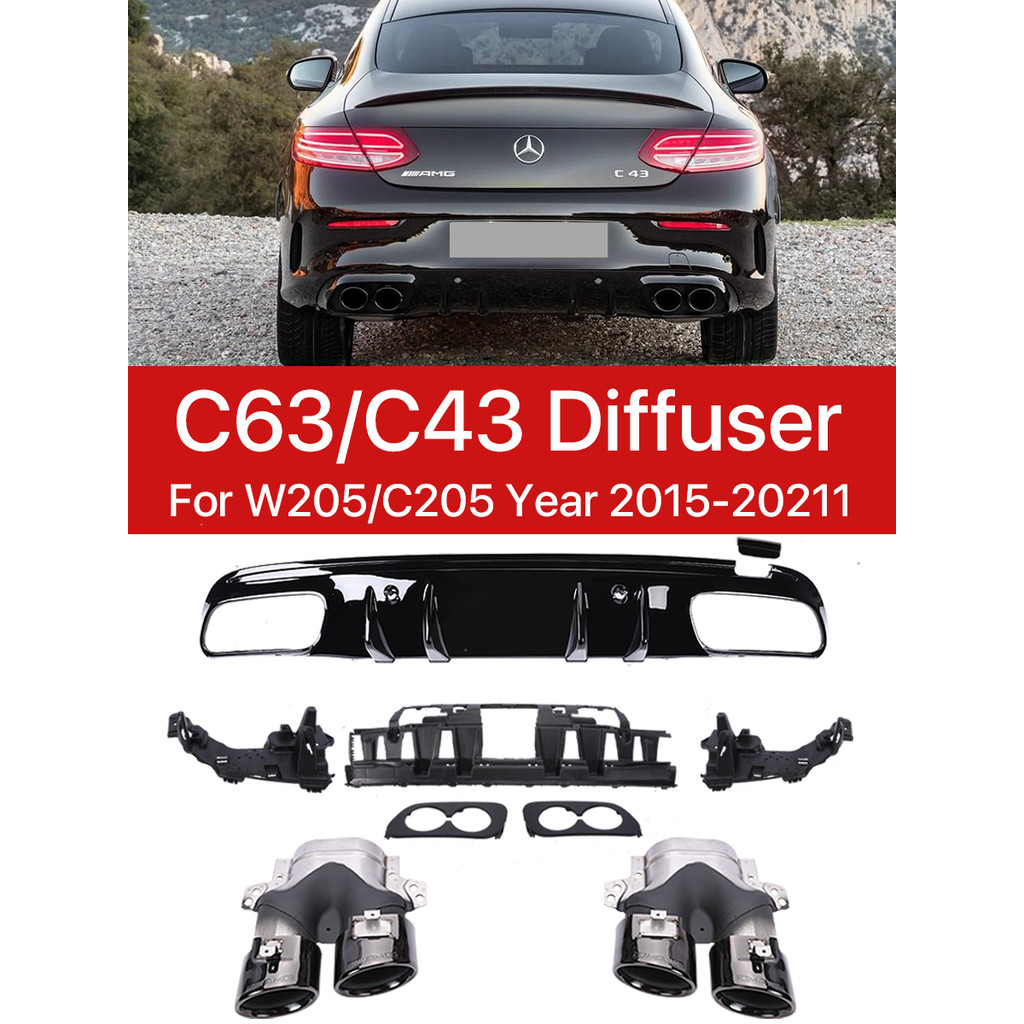 C63 C43 Style AMG Look For Mercedes Benz C Class W205 C205 S205 A205 Se Coupe Rear ffuser With Exhau