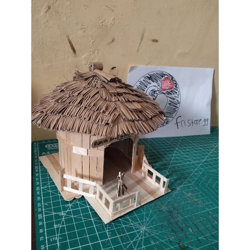 Readyprakarya kerajinan tangan dari stik es krim ,miniatur rumah adat honai papua